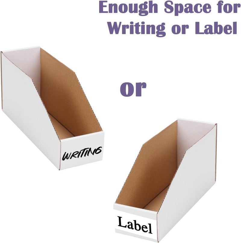 EXYGLO Cardboard Storage Bins 35 Pack, 9.4x3x4.5 Inch Cardboard Boxes, Corrugated Organizer Bins for Pantry, Shelves, Garage, Office, Shop, White - Image 4